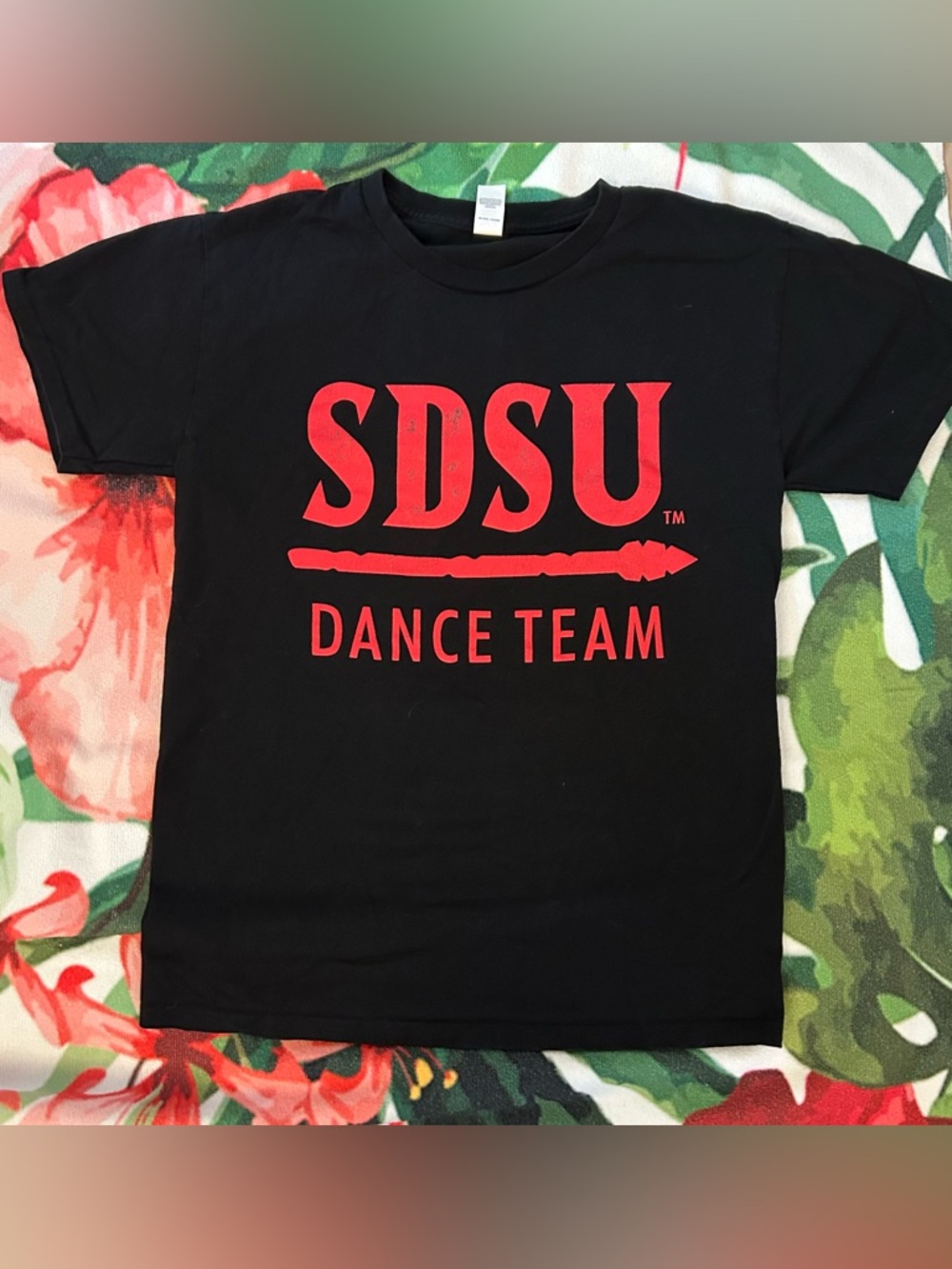 Hanes Black SDSU Dance Team T-Shirt with Red Print